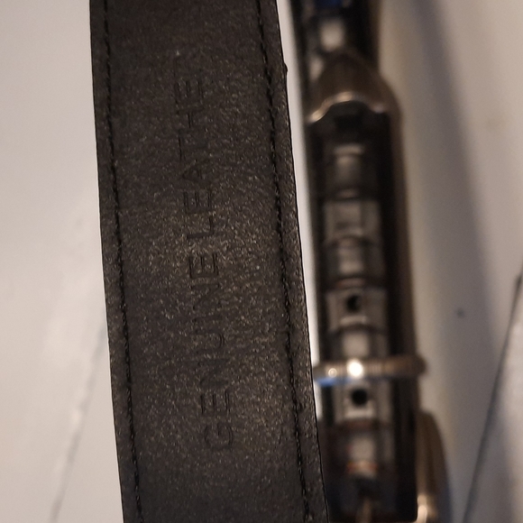 Black Vintage Leather belt sz 36 great pattern - Picture 5 of 6